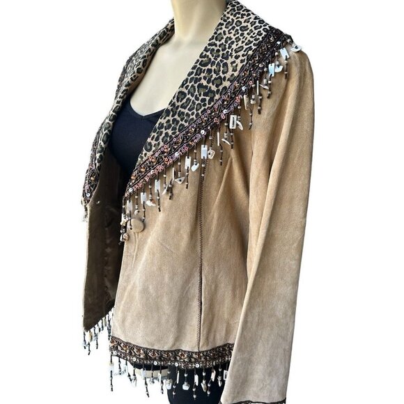 VTG Pamela McCoy‎ Western Jacket Leather Women's Brown Embellished Size S NWT - Picture 7 of 13